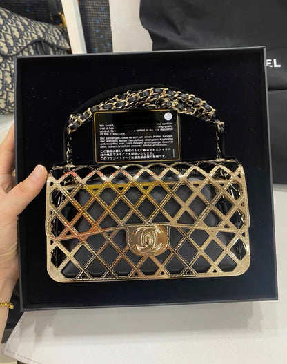 Chanel Gold Metal Mini Cage Flap With Pouch Gold Hardware 2021