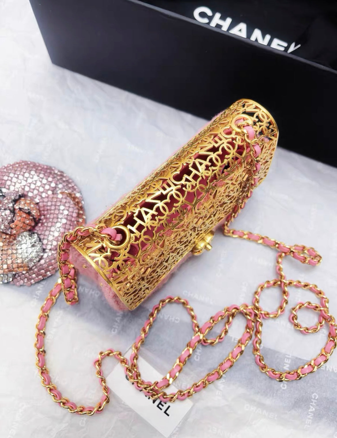 Chanel Chanel 22 Tweed Gold Shoulder Bag