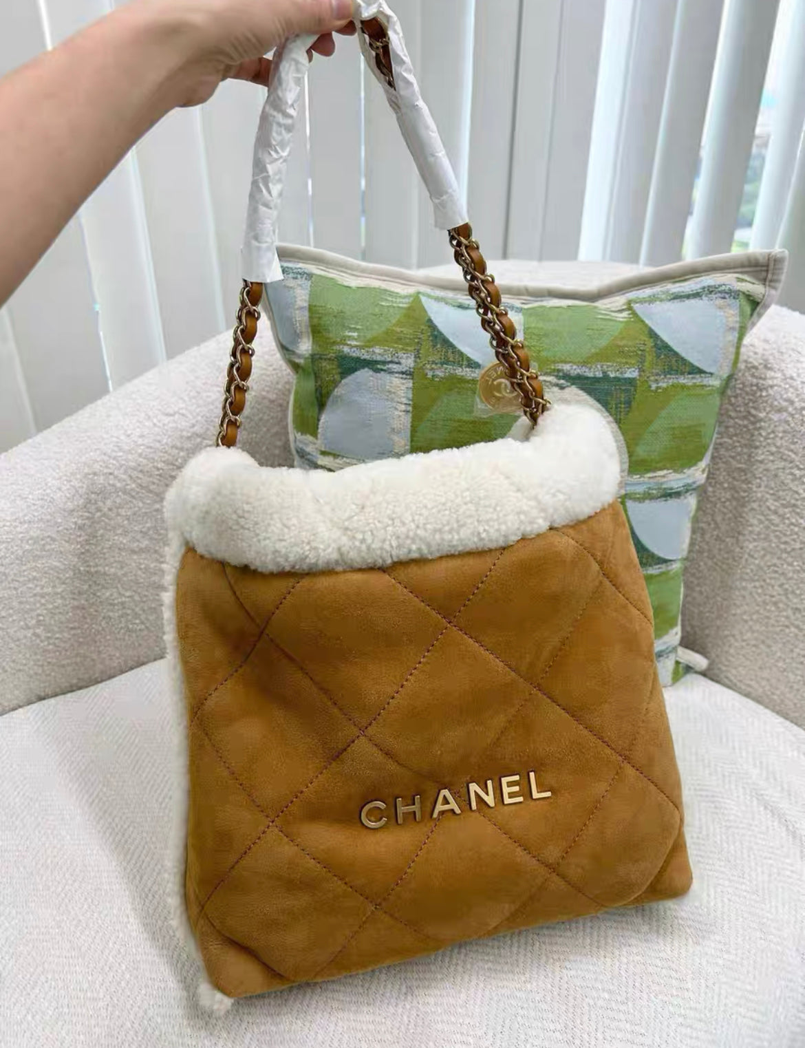 Chanel 23B 22 Shearling Hobo Bag
