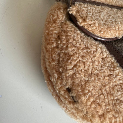 Dior Saddle Shoulder Bag Shearling Brown and While