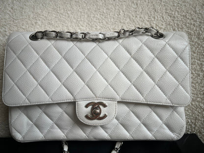 Chanel Medium Classic Flap in White Caviar (RRP £9090)