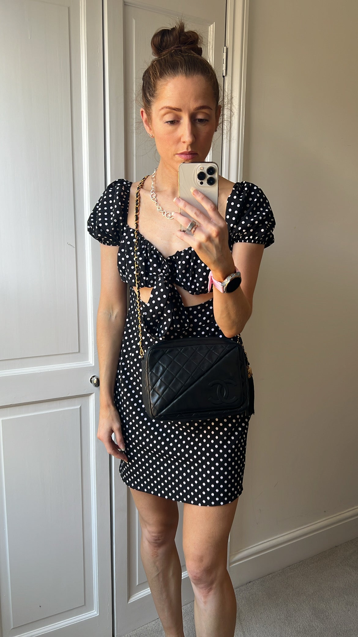 Chanel Vintage Black Lambskin Camera Bag with 24k Gold Hardware