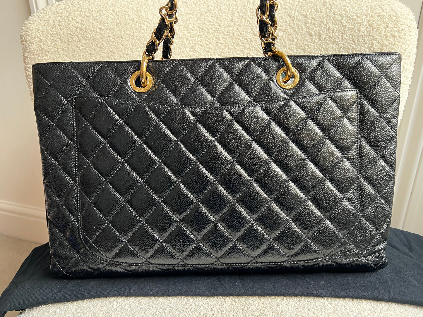Chanel XL Black Caviar Grand Shopper Tote Gold Hardware (GST)