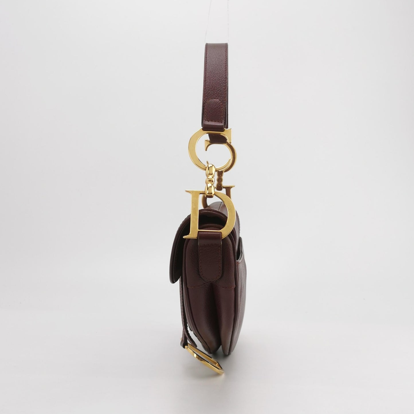 Dior Saddle Burgundy Purple Wine Calfskin Leather Gold Hardware Shoulder Bag