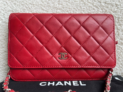 Chanel Red Lambskin Wallet on Chain (RRP £2,930)