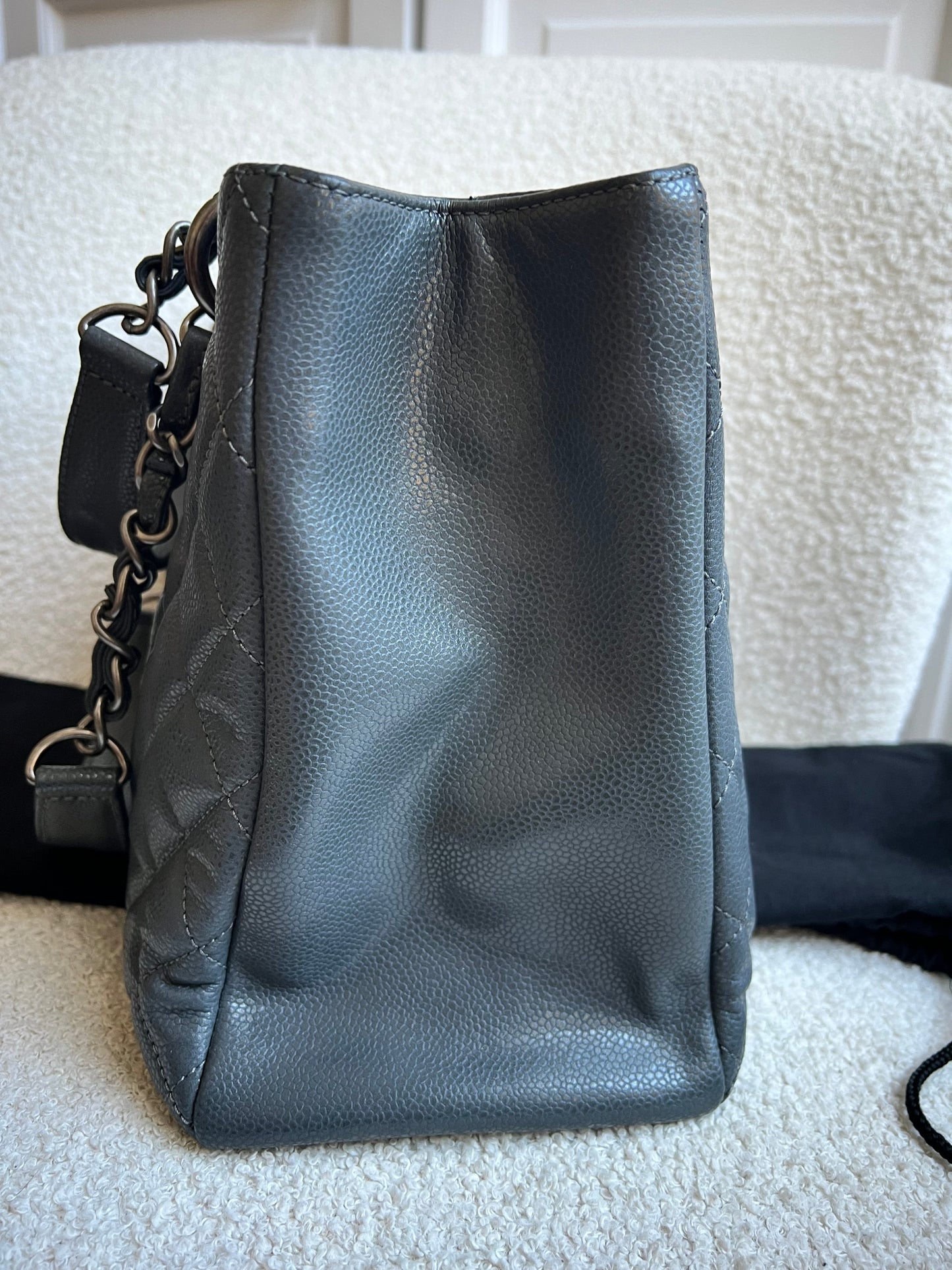 Chanel Grey Caviar Grand Shopper Tote (GST) Silver Hardware