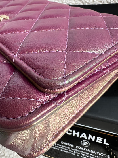 Chanel Iridescent Purple Lambskin Wallet on Chain
