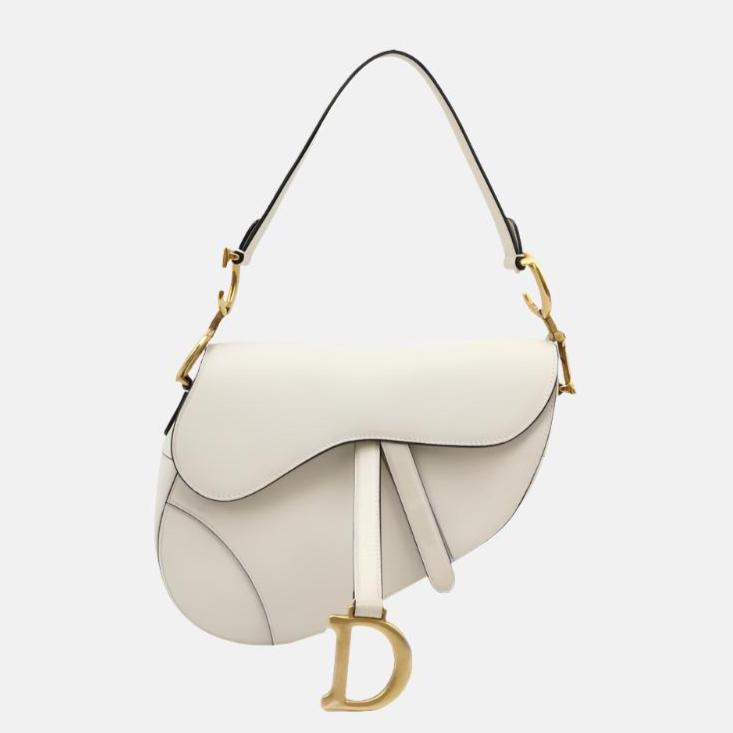 Dior Saddle Medium White 2019 Grained Leather Handbag
