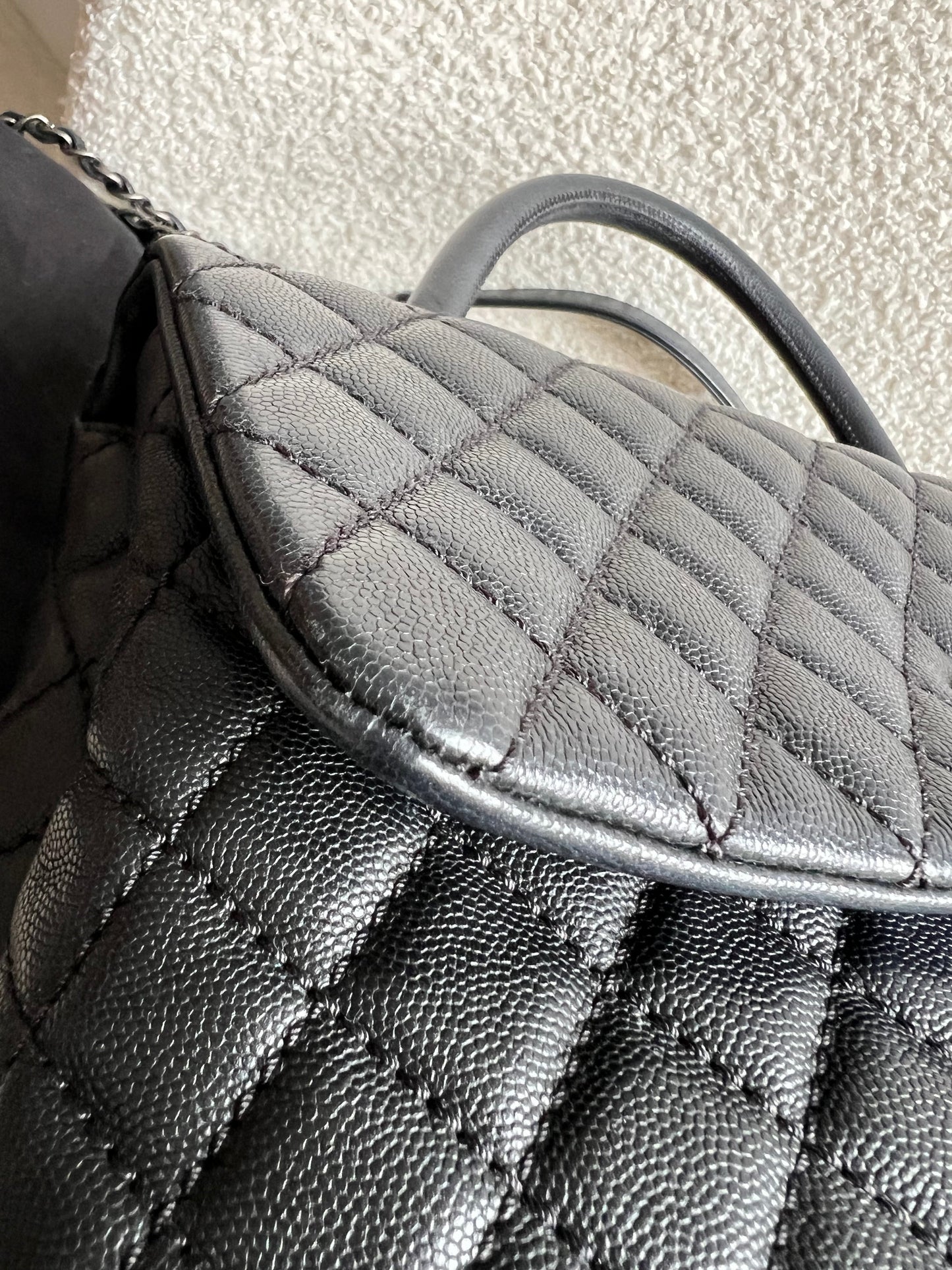Chanel Black Quilted Caviar Leather Medium Coco Handle Bag