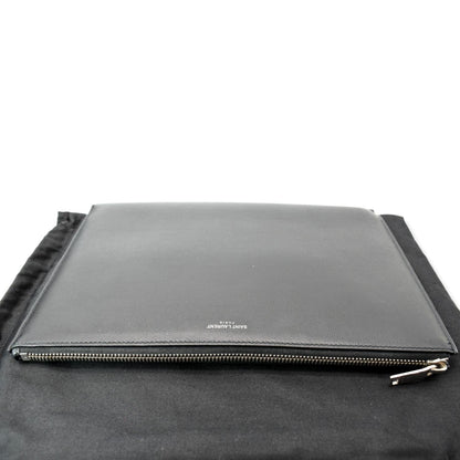 Yves Saint Laurent Grain Leather Pouch Black