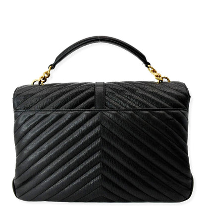Saint Laurent College Leather Black Shoulder Bag Leather