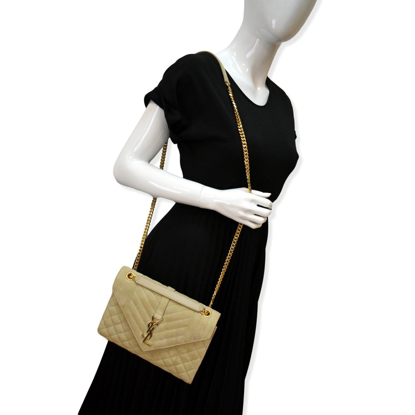 Saint Laurent Envelope Suede Beige Crossbody Suede
