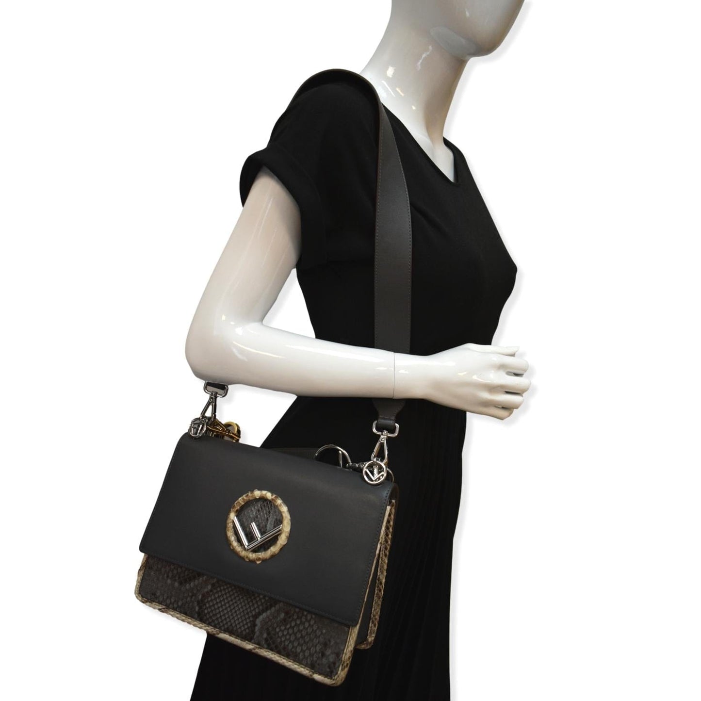 Fendi Kan I Leather Black Shoulder Bag Leather