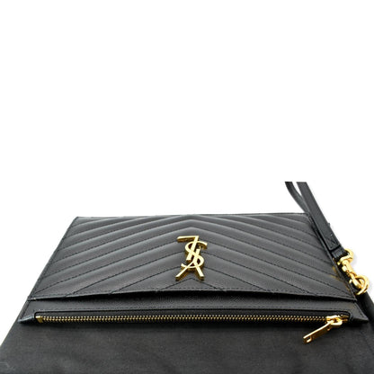 Saint Laurent Monogram Matelassé Black Clutch