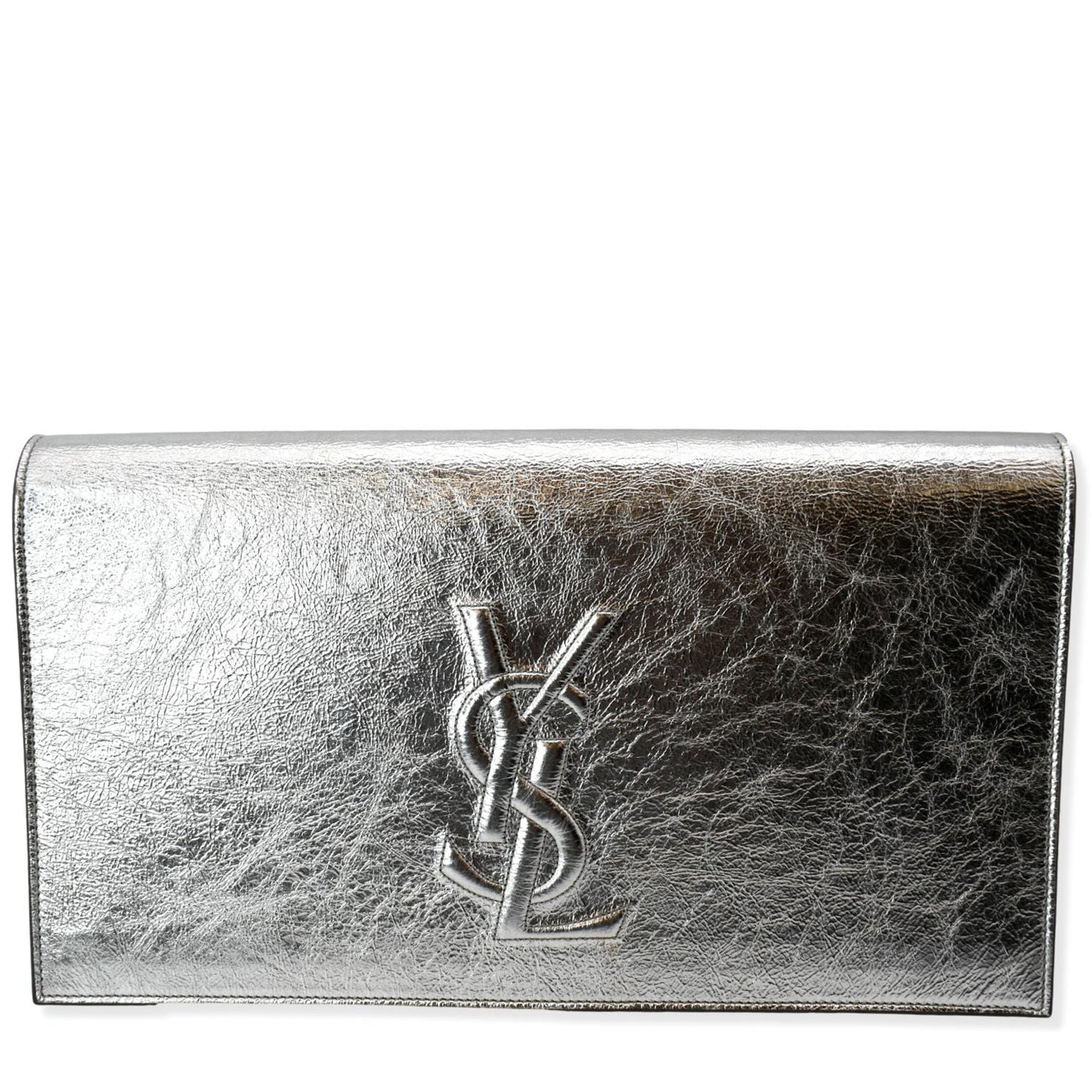 Saint Laurent Leather Silver Clutch