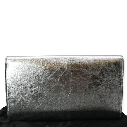 Saint Laurent Leather Silver Clutch