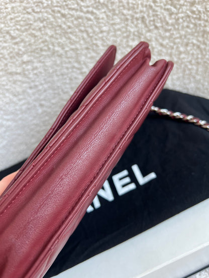 Chanel Burgundy Lambskin Wallet on Chain