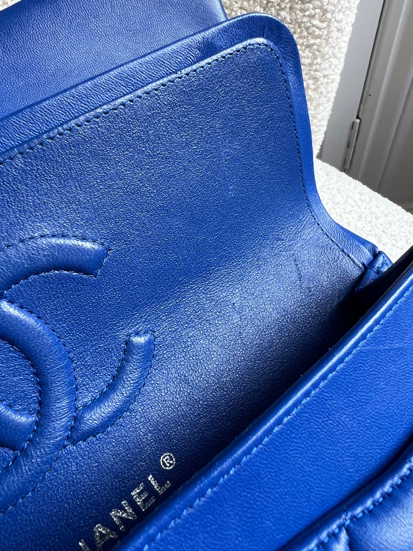 Chanel Medium Classic Flap in Cobalt Blue Lambskin with silver hardware (RRP £9090)