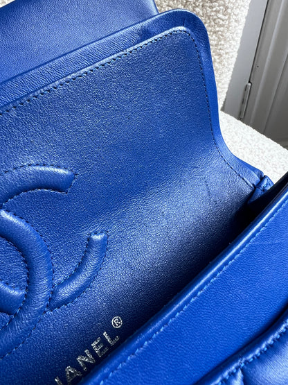 Chanel Medium Classic Flap in Cobalt Blue Lambskin with silver hardware (RRP £9090)