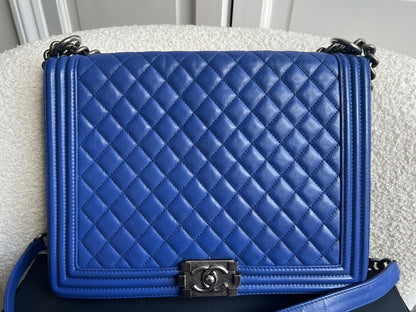 Chanel Blue Lambskin Large Boy Bag