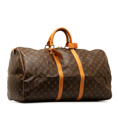Brown Louis Vuitton Monogram Keepall 60 Travel Bag