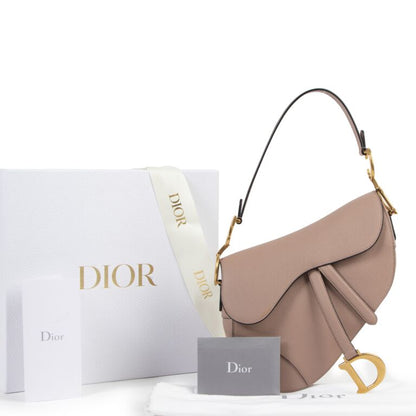 DIOR GRAINED CALFSKIN LEATHER SADDLE BAG