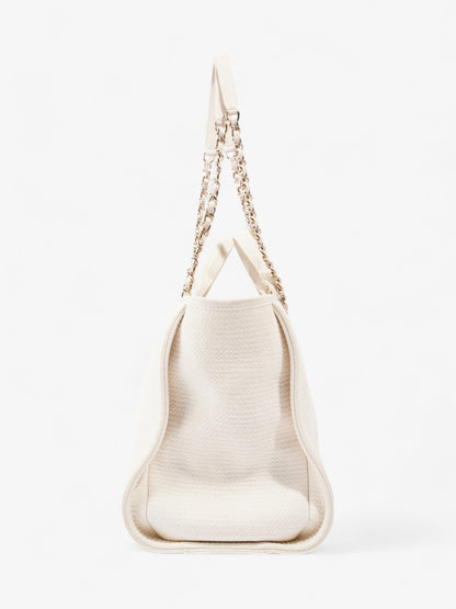 Chanel Deauville Tote Bag Cream Tweed Medium