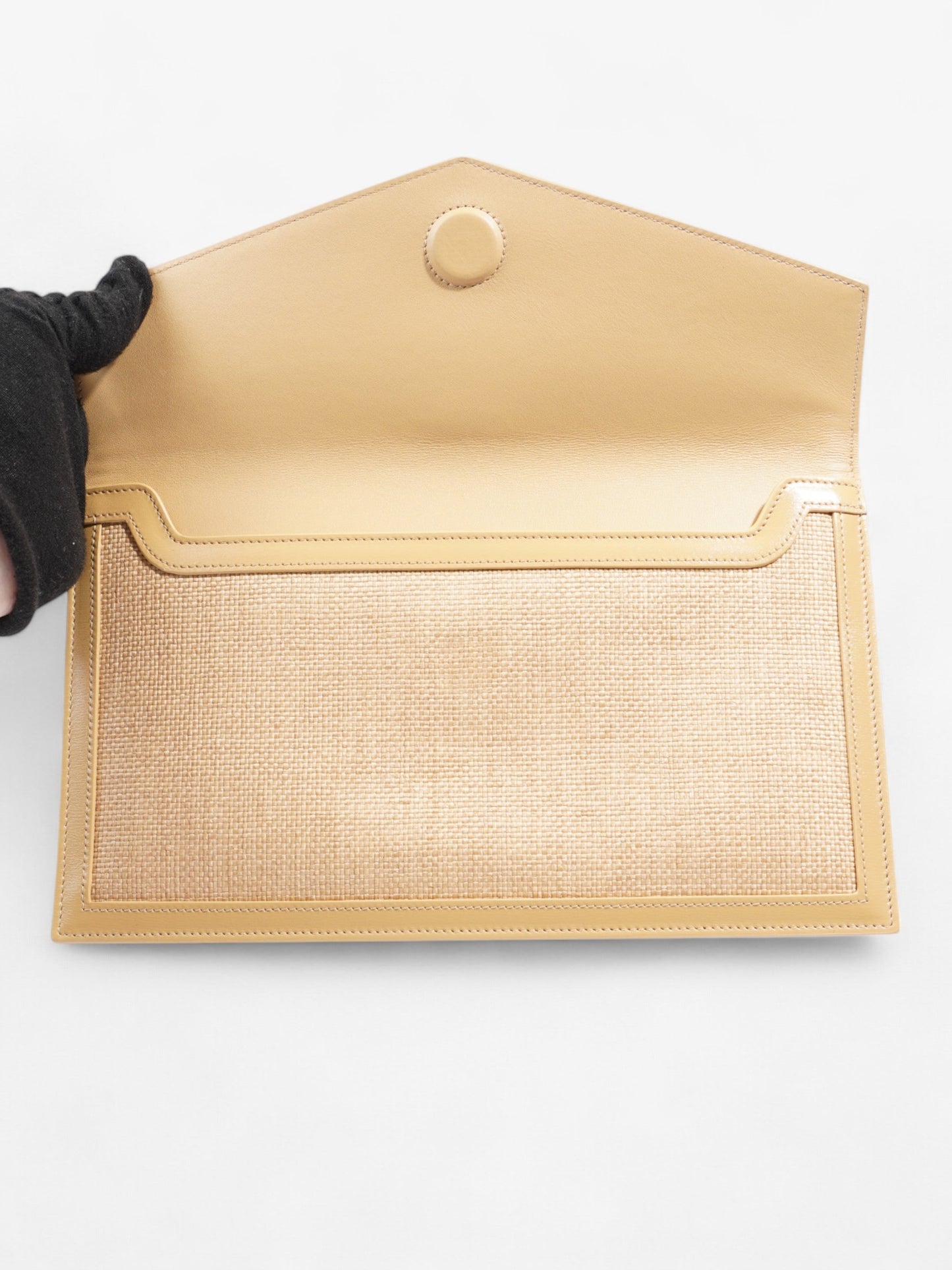 Saint Laurent Uptown Clutch Beige Raffia