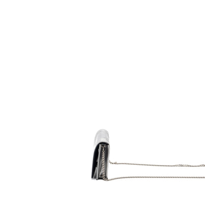 Dior Diorama Wallet On Chain Patent Metallic Silver