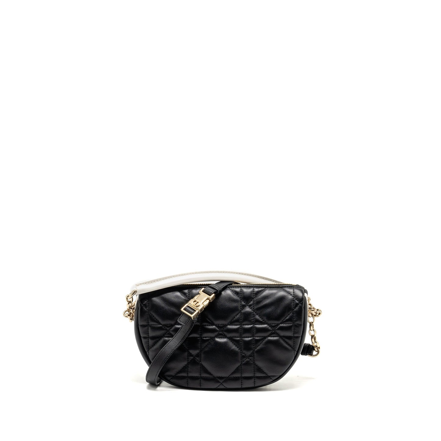 Dior Small Vibe Hobo Purse Cannage Lambskin Black/White
