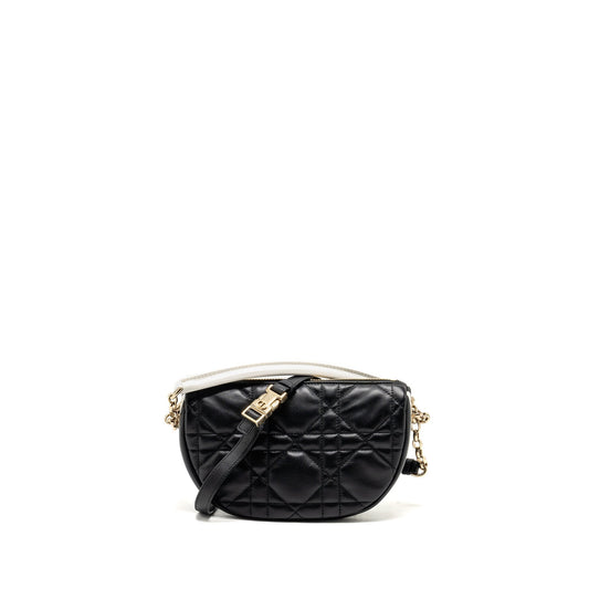 Dior Small Vibe Hobo Purse Cannage Lambskin Black/White