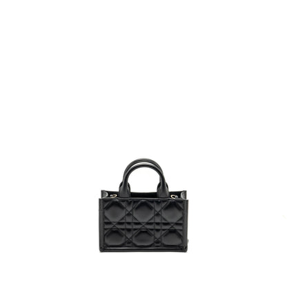 Dior Dioramour Mini Dior Book Tote Macrocannage Calfksin Black