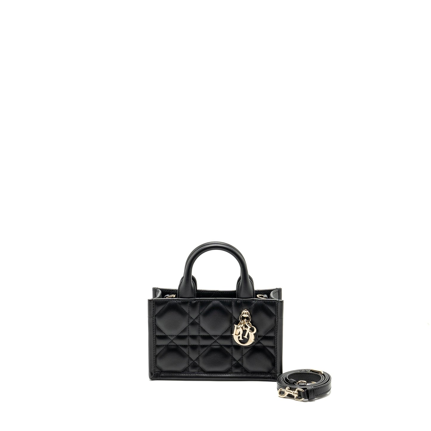 Dior Dioramour Mini Dior Book Tote Macrocannage Calfksin Black