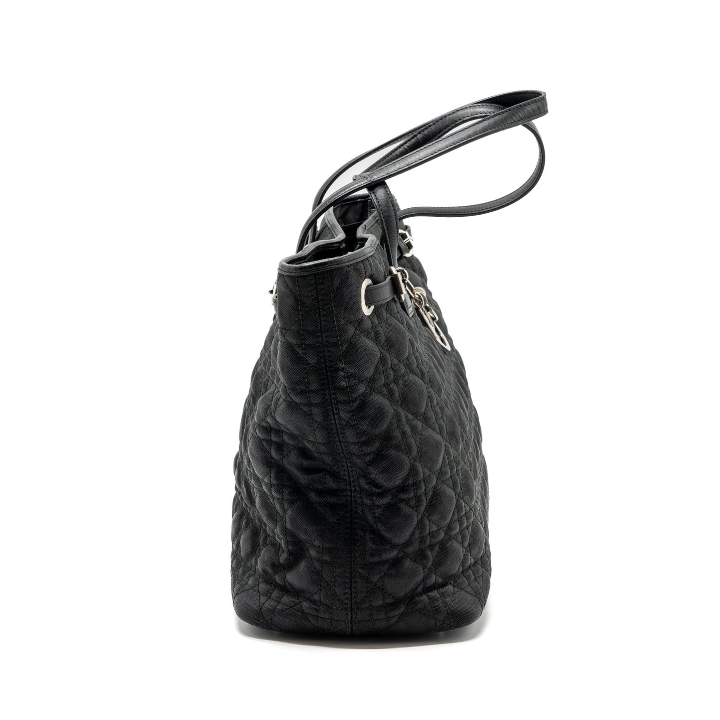 Dior Shopping Tote Purse Fabric/Leather Black