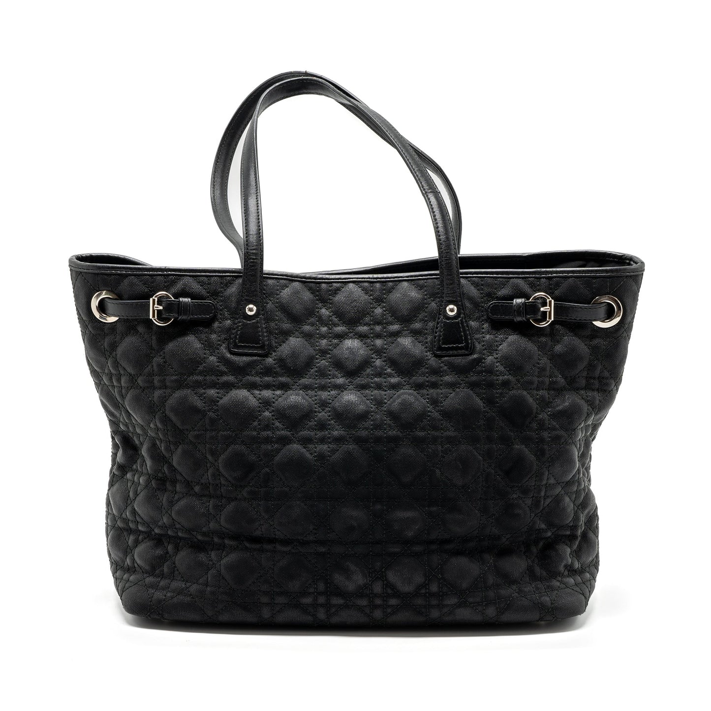 Dior Shopping Tote Purse Fabric/Leather Black