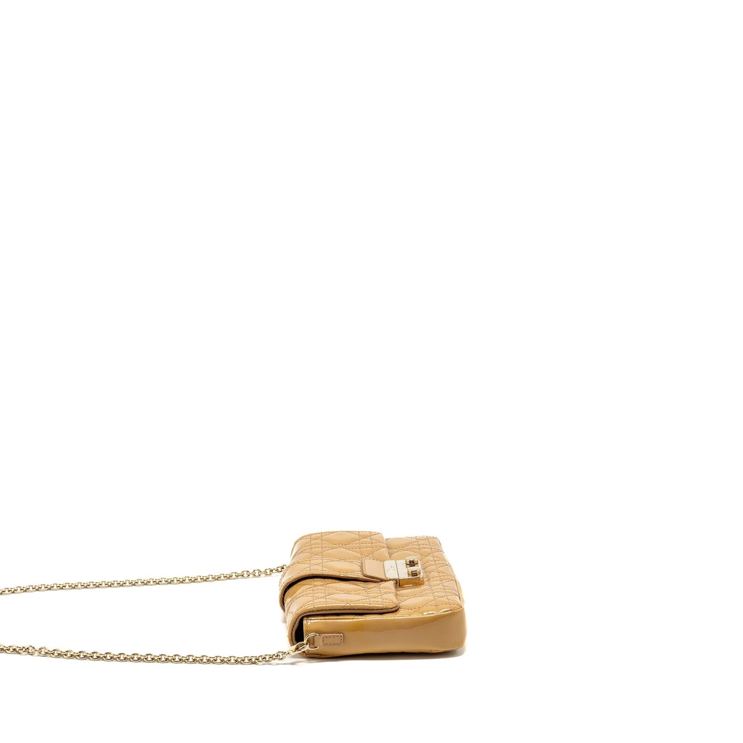 Dior Miss Dior Wallet On Chain Cannage Patent Beige