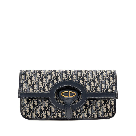 Dior Folder Clutch Oblique Canvas/Calfskin Blue