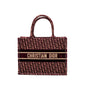 Dior Medium Book Tote Oblique Embroidery Velvet/ Canvas Dark Red
