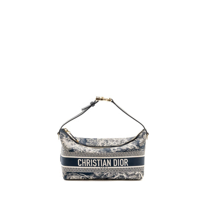 Dior Medium DiorTravel Nomad Pouch Toile de Jouy Reverse Technical Fabric Blue