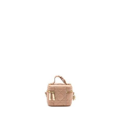 Dior Micro Lady Dior Vanity Case Cannage Lambskin Rose Des Vents Pink