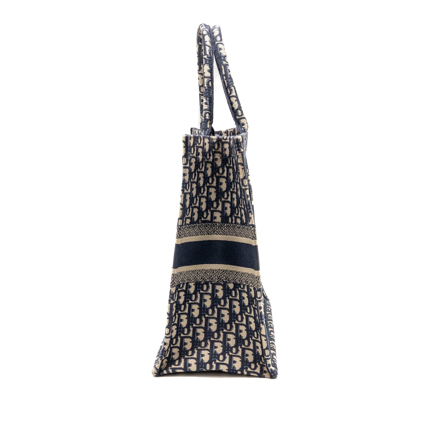 Dior Large Book Tote Oblique Embroidery Ecru/Blue