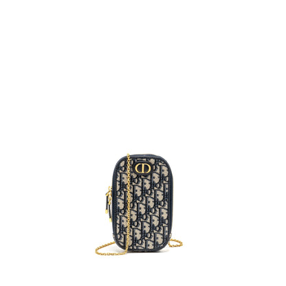 Dior 30 Montaigne Phone Pouch Oblique Jacquard Canvas Navy