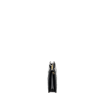 Dior Caro Pouch with Chain Patent Calfskin Black