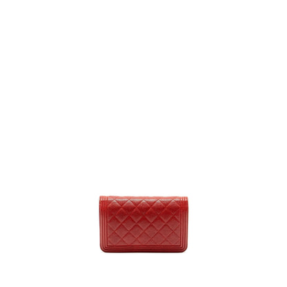 Chanel Boy Wallet On Chain Caviar Red Ruthenium Silver Hardware