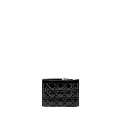 Dior Caro Pouch with Chain Patent Calfskin Black