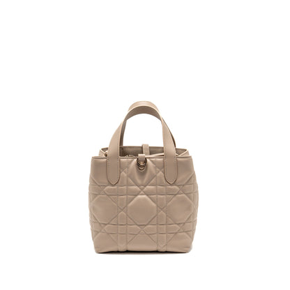 Dior Small Toujours Tote Purse Macrocannage Calfskin Powder Beige