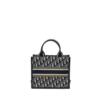 Dior Small Book Tote Blue Oblique Embroidery/Calfskin