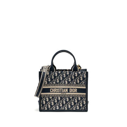 Dior Small Book Tote Blue Oblique Embroidery/Calfskin