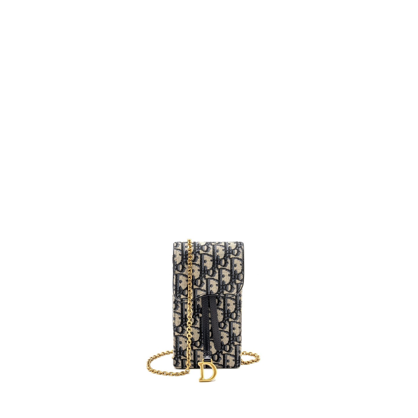 Dior Saddle Phone Pouch Blue Oblique Jacquard