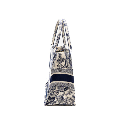 Dior Medium Book Tote Blue Toile de Jouy Embroidery